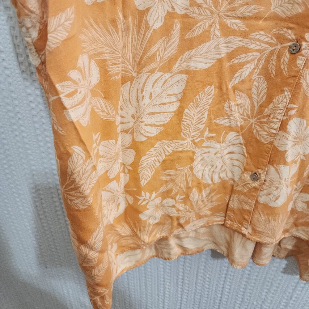 Sonoma Tropical Floral Button Front Blouse Orange Cream Plus Size 3X Rayon - Picture 7 of 12